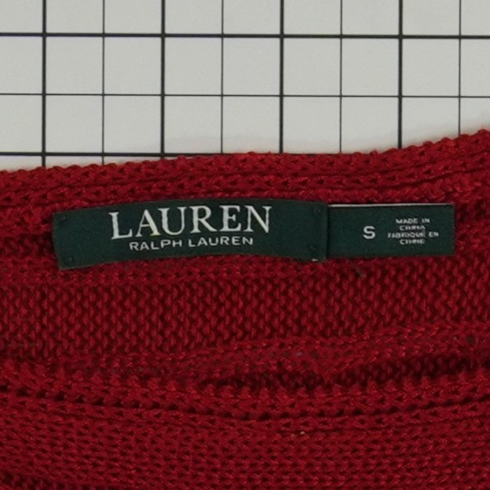 Lauren Ralph Lauren Cable Knit Sweater Women's Size Small Red Batwing Boat Neck - Picture 4 of 7